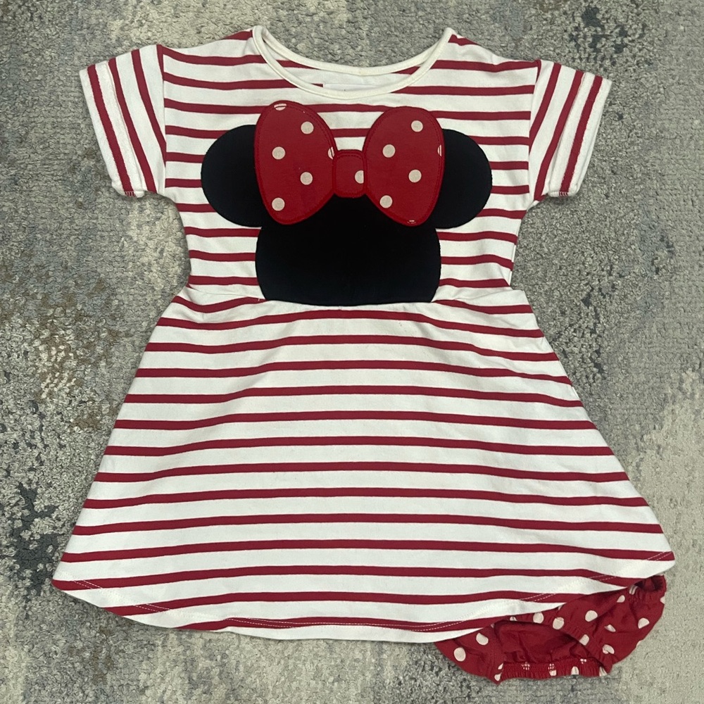 Minnie Mouse Striped dress with diaper cover.